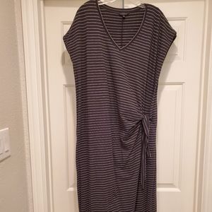 Lucky Brand Black & White Stripe V-Neck T-Shirt Dress